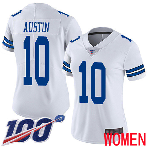 Women Dallas Cowboys Limited White Tavon Austin Road #10 100th Season Vapor Untouchable NFL Jersey->women nfl jersey->Women Jersey
